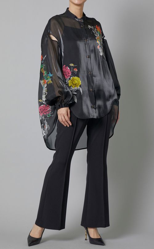フラワープリントコクーンシャツ