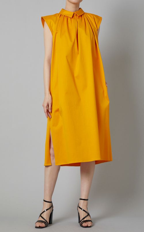 ノースリーブフロントタックシャツドレス