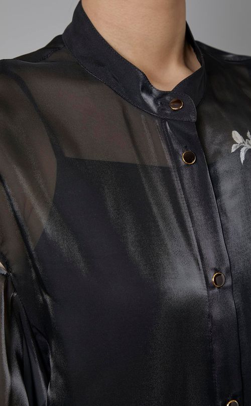 フラワープリントコクーンシャツ