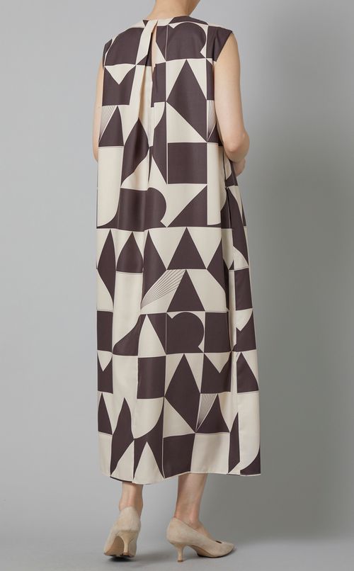 ブロックプリントランダムタックワンピース