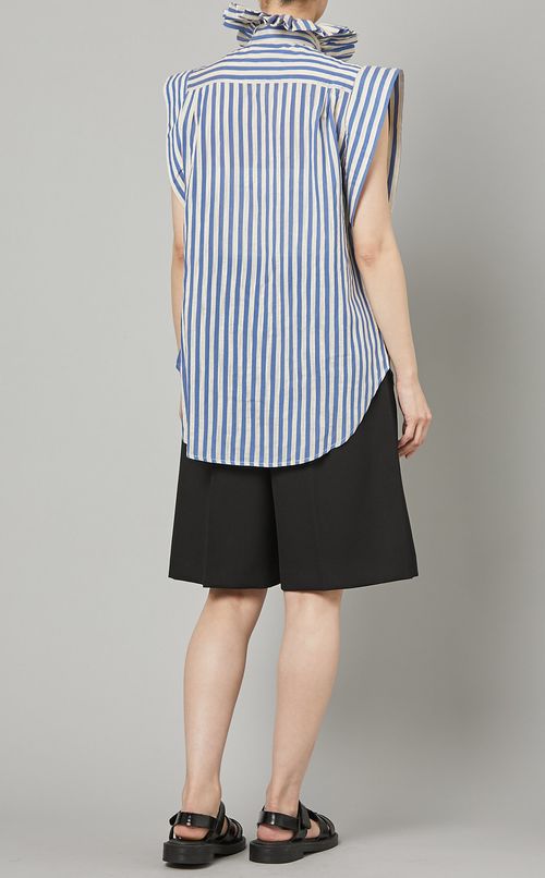 ストライプリボンタイブラウス