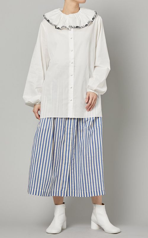 ストライプロングプリーツスカート