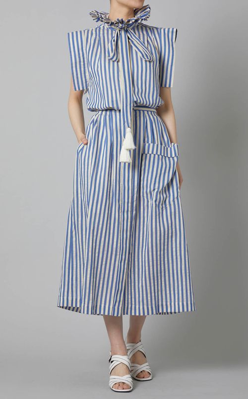 ストライプリボンタイブラウス