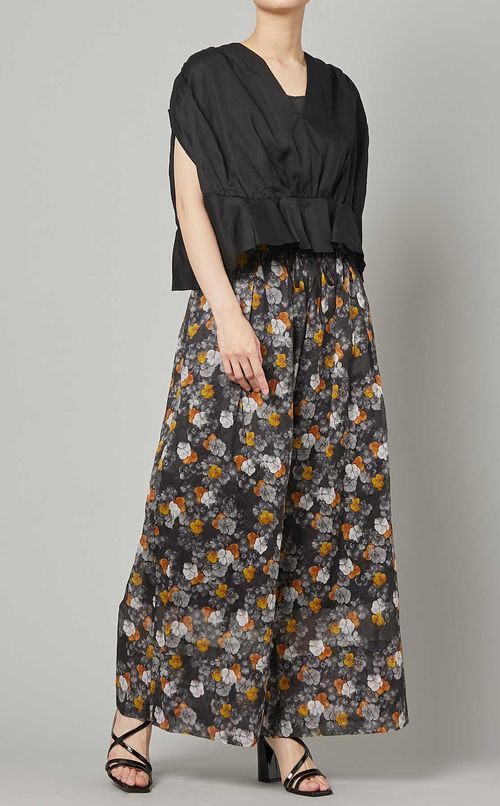 コットンサテン2wayギャザーブラウス