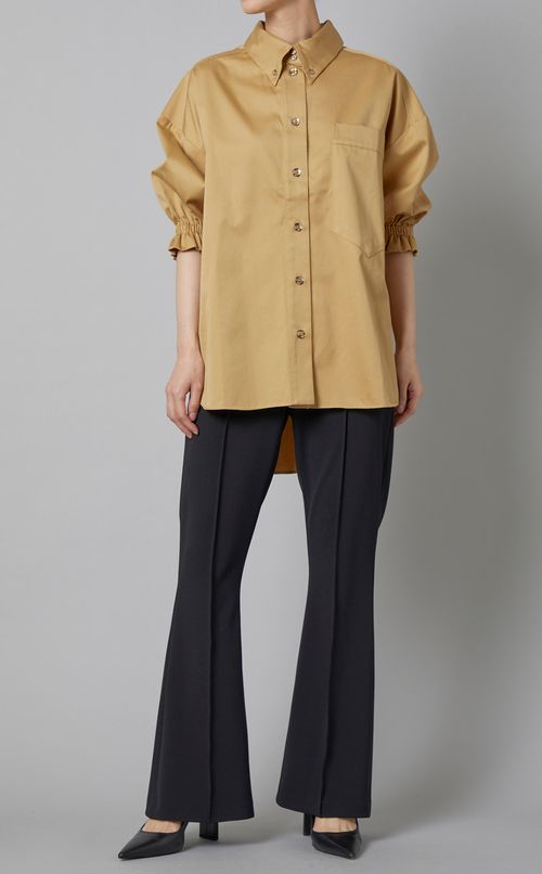 ラッフルスリーブボタンダウンシャツ