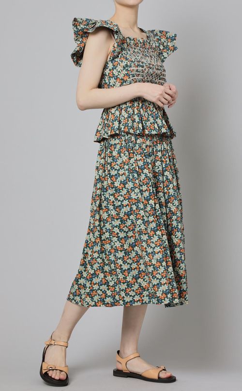 小花プリントギャザースカート