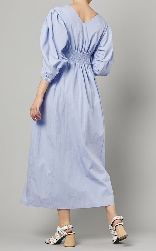 ギャザースリーブボタンベルトワンピース