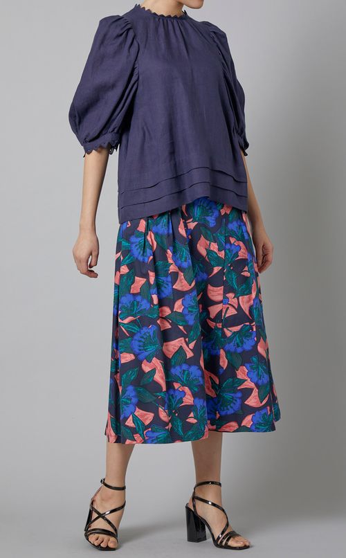 パフスリーブリネンブラウス