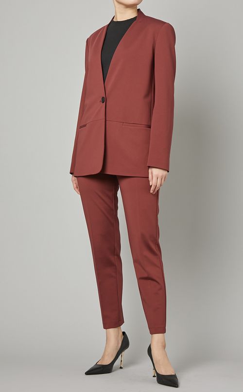 ノーカラー1ボタンソリッドジャケット