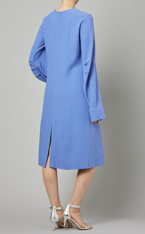 クルーネックスリットスリーブドレス