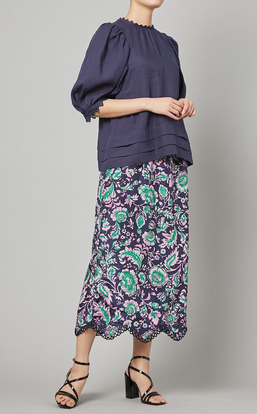 パフスリーブリネンブラウス