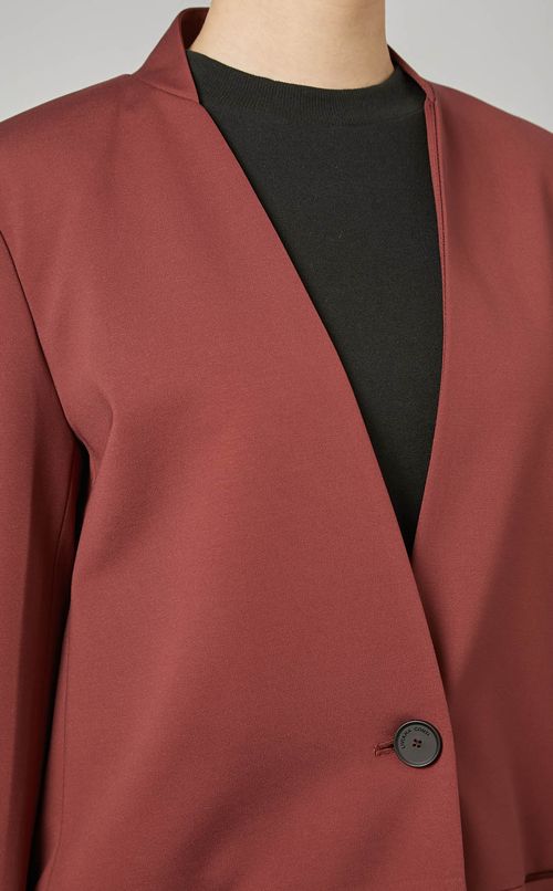 ノーカラー1ボタンソリッドジャケット