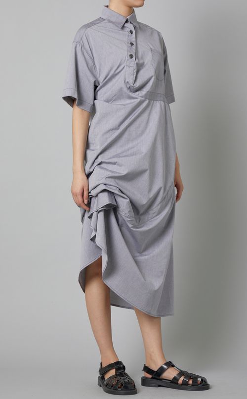 アシンメトリードレープシャツワンピース