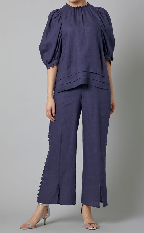 サイドトリムリネンパンツ