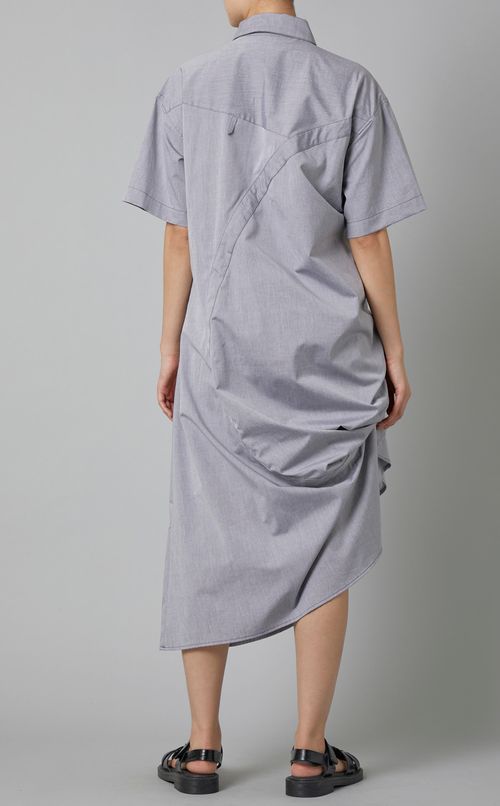 アシンメトリードレープシャツワンピース