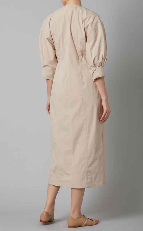 ノーカラーギャザースリーブワンピース