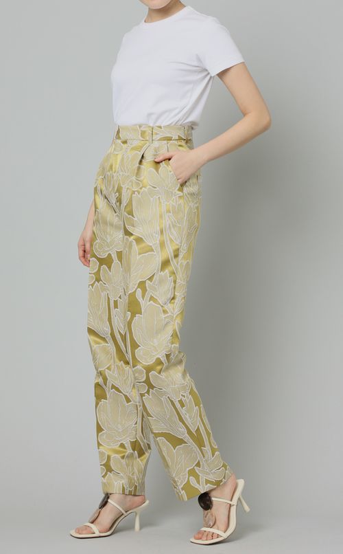 フラワージャカードパンツ