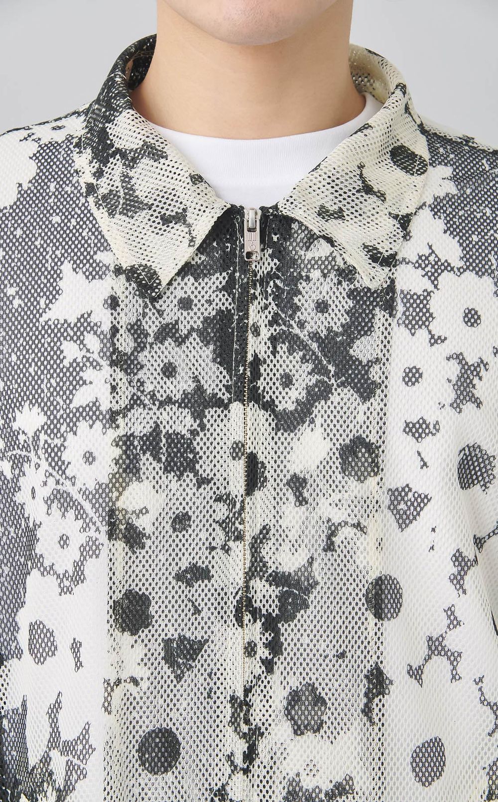 フローラルジップメッシュブルゾン