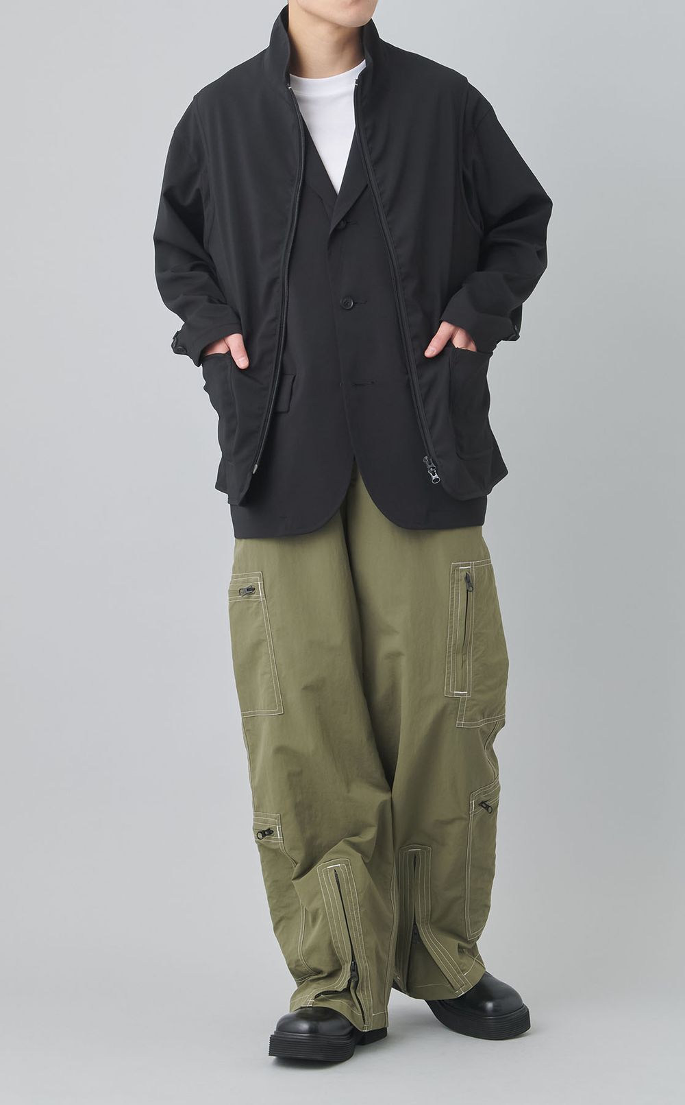 ポプリンジップアップベスト