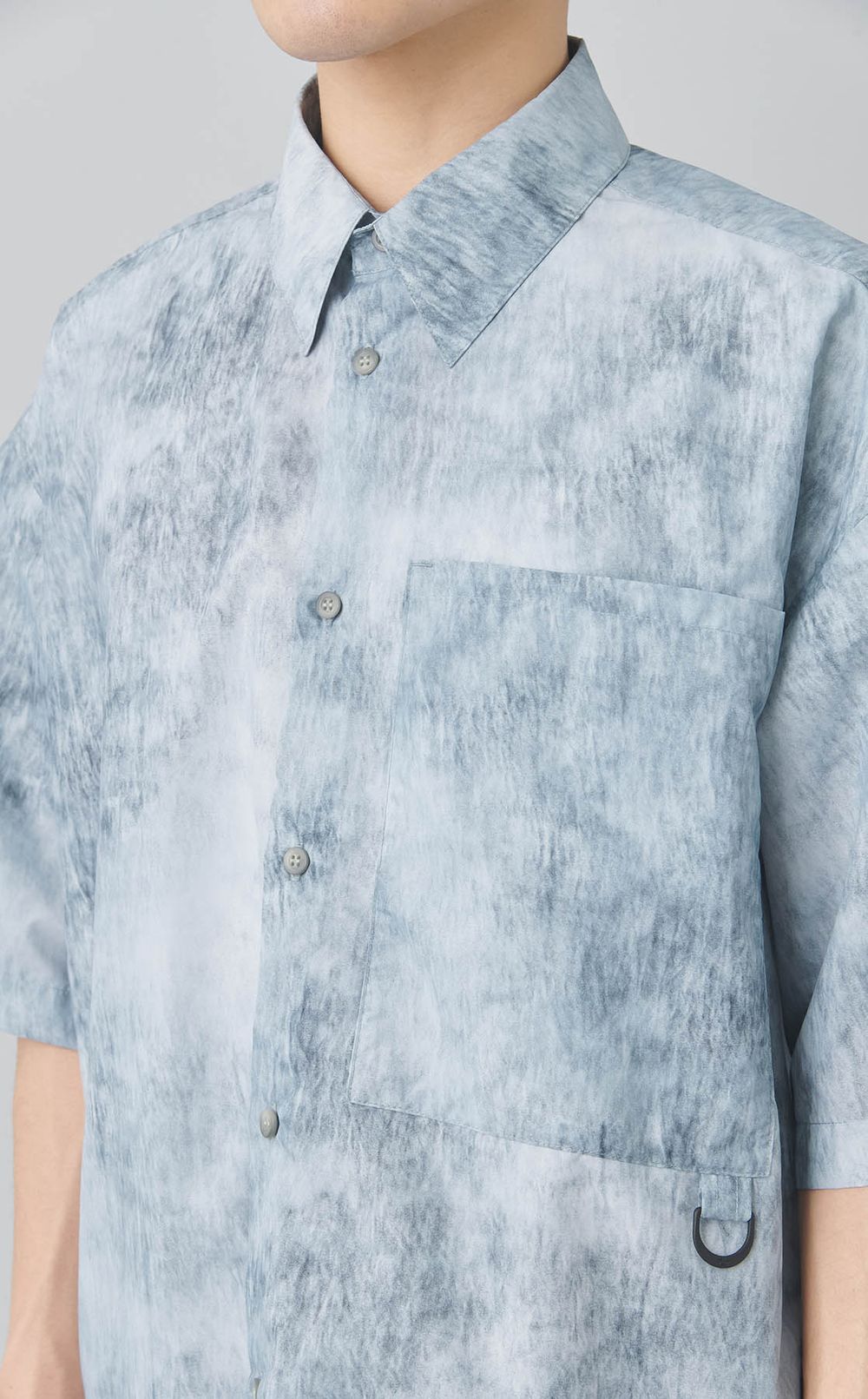 プリントタフタショートスリーブシャツ