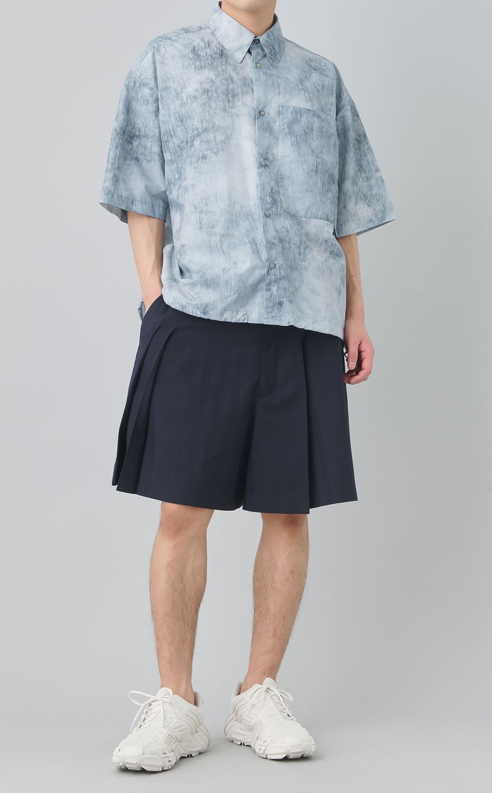 プリントタフタショートスリーブシャツ