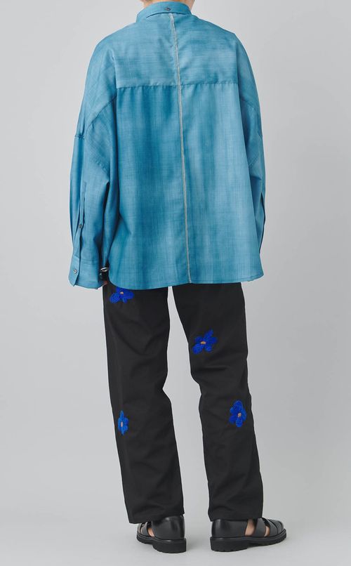 フロウイングダイウールシャツ