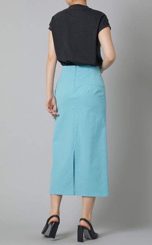 コットンハイウエストタイトフレアスカート