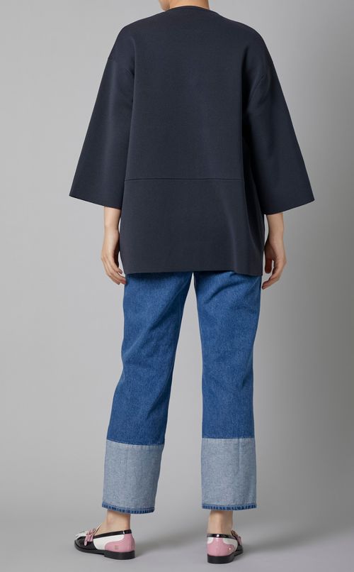 ノーカラーニットジャケットカーディガン