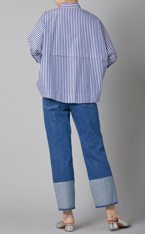 スタンドネックストライプシャツ