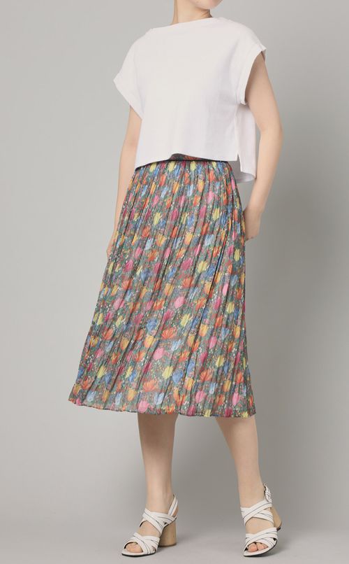 フラワープリントプリーツスカート