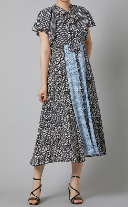 ペイズリープリントパネルワンピース