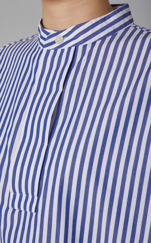 スタンドネックストライプシャツ