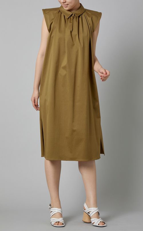 ノースリーブフロントタックシャツドレス