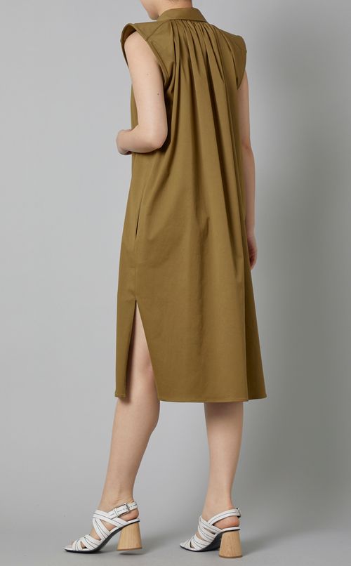 ノースリーブフロントタックシャツドレス
