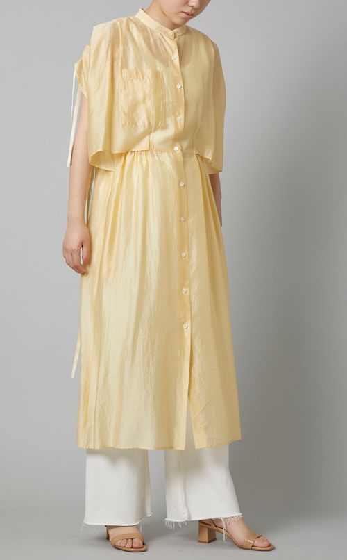 タックショルダーブラウジングワンピース