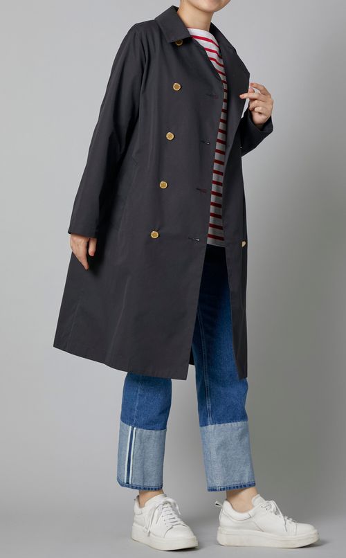 ゴールドダブルボタンミディコート