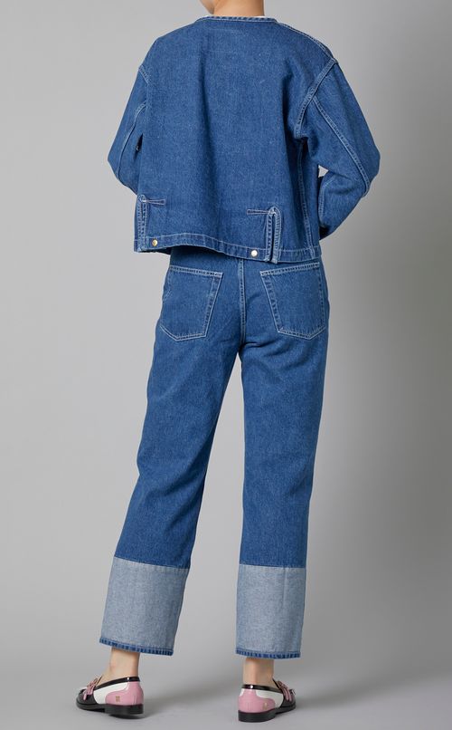 ノーカラーデニムジャケット