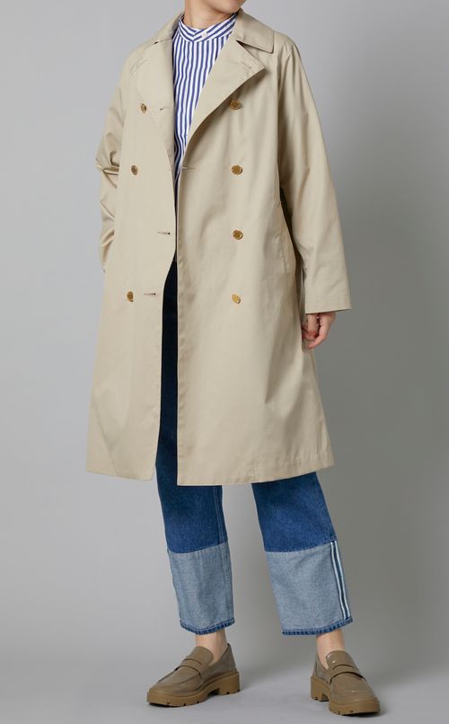 ゴールドダブルボタンミディコート