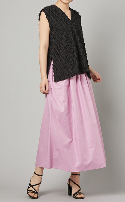 タフタランダムタックギャザースカート