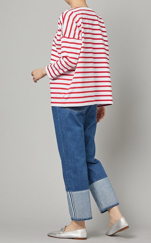 ボートネックボーダーカットソー