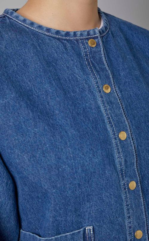 ノーカラーデニムジャケット