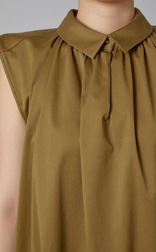 ノースリーブフロントタックシャツドレス