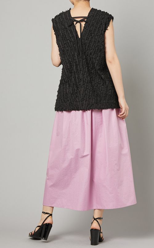 カットジャガードバックリボントップス