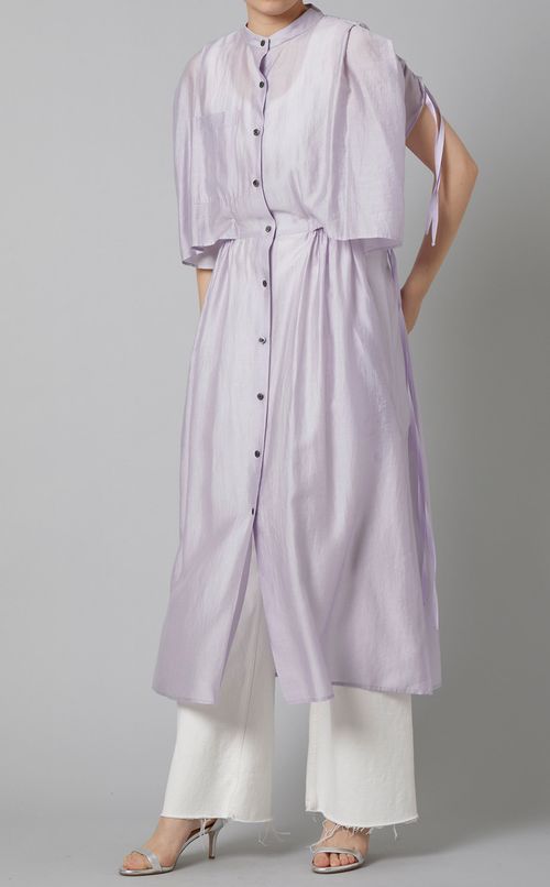 タックショルダーブラウジングワンピース