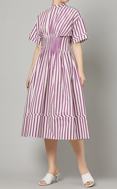 ウエストピンタックストライプワンピース