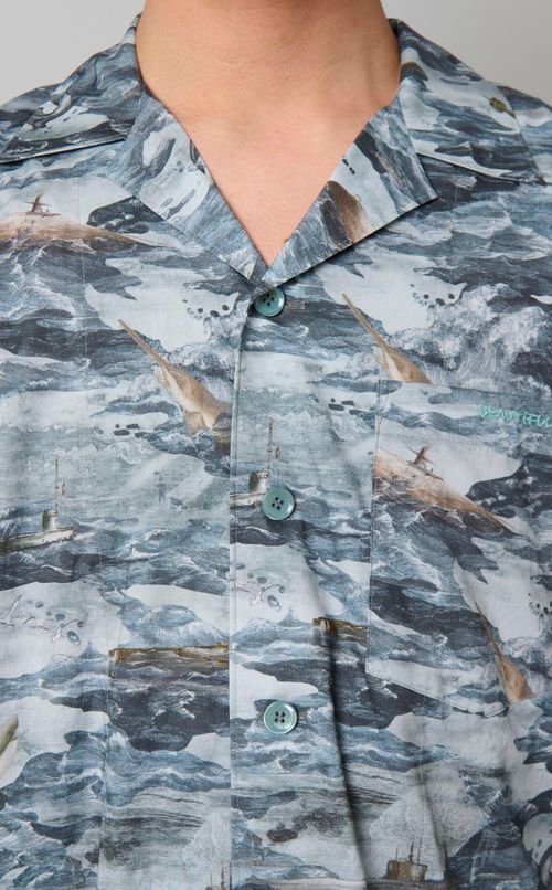 シャークプリントオープンシャツ