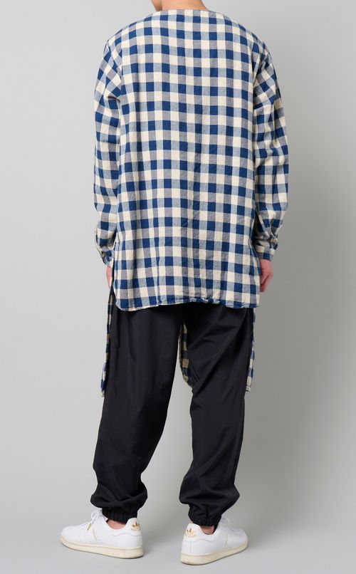 コットンリネンプルオーバーロングシャツ