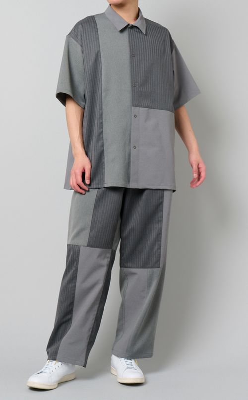 パッチワークショートスリーブシャツ