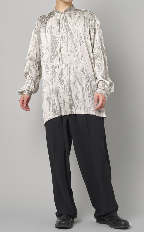 マーブルダイスタンドカラーシャツ