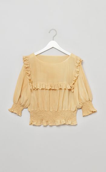 ムラ染めフリルギャザーブラウス